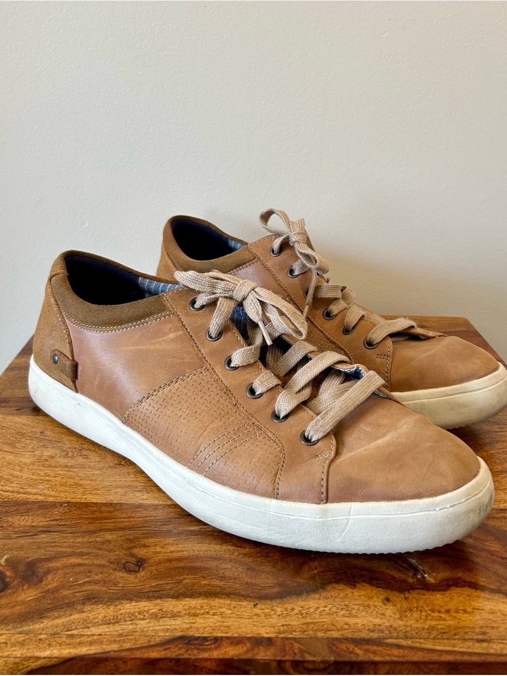 Rockport Men’s US12 Leather Colle Tie Lace-Up Shoes Light Brown / Tan — CH1744